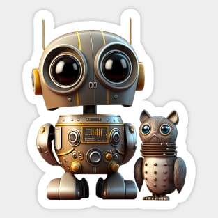 Cute Vintage Robot with Sidekick Sticker